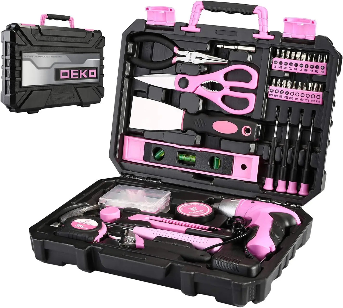 Pink Tool Set, Plastic Storage Case