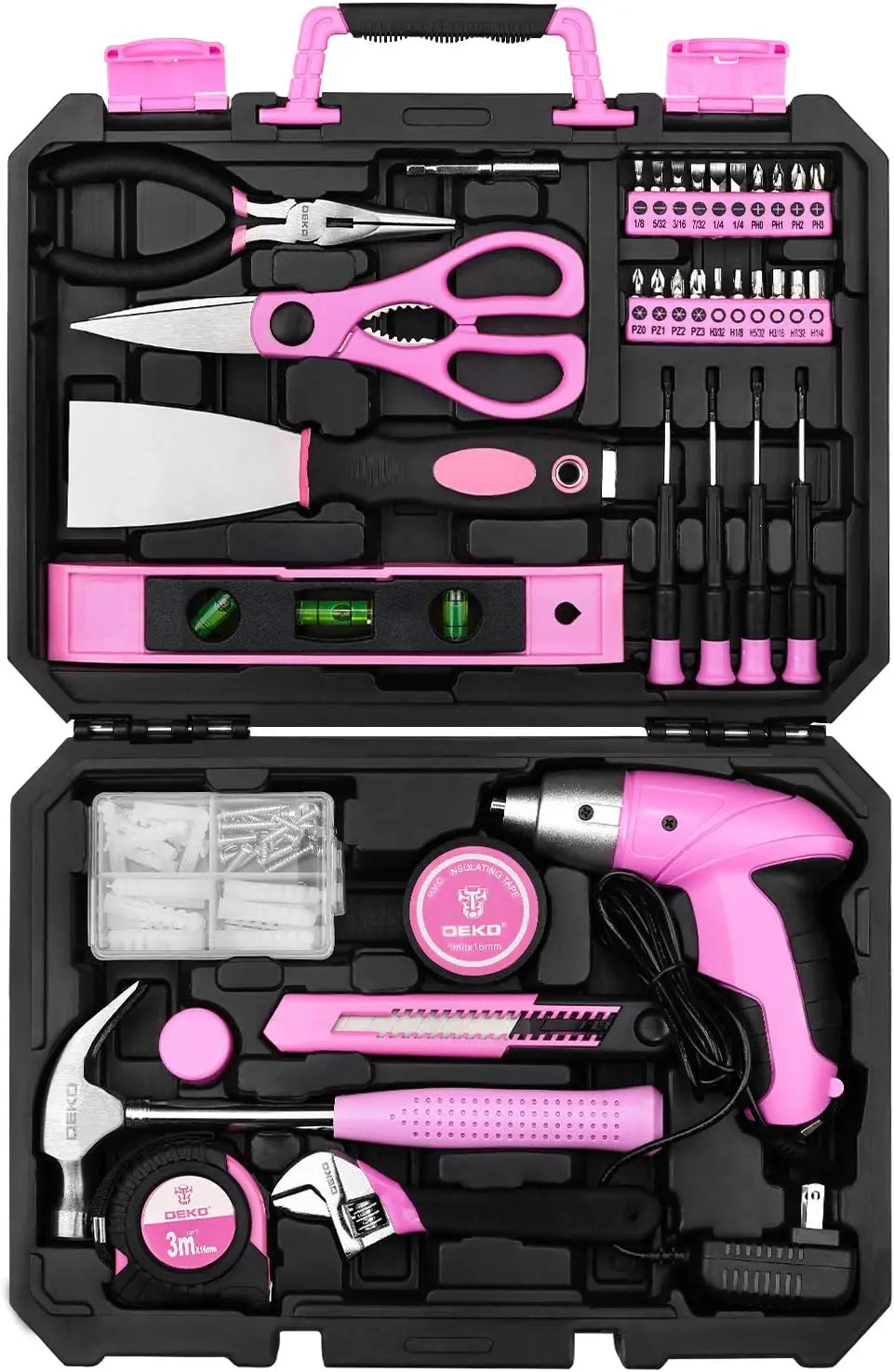 Pink Tool Set, Plastic Storage Case
