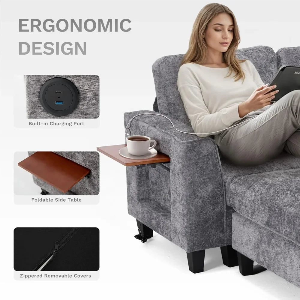 U Shaped Sectional Couches, Ottoman