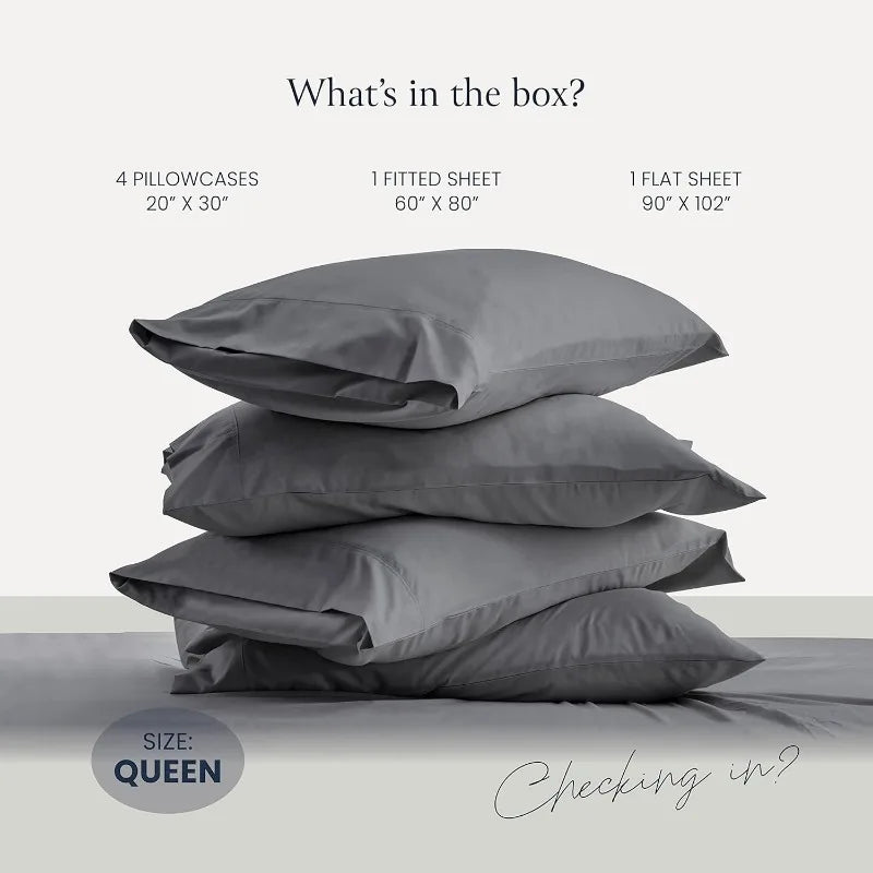 Sheets Luxury 6 Piece Queen Bed & Pillowcase Set,