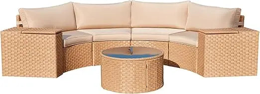 Conversation Sectional Patio Furniture Set, with 2 Storage Armrests