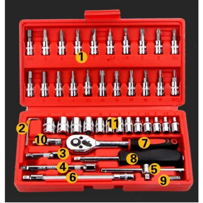 1/4 Inch Drive Socket Ratchet Wrench Set