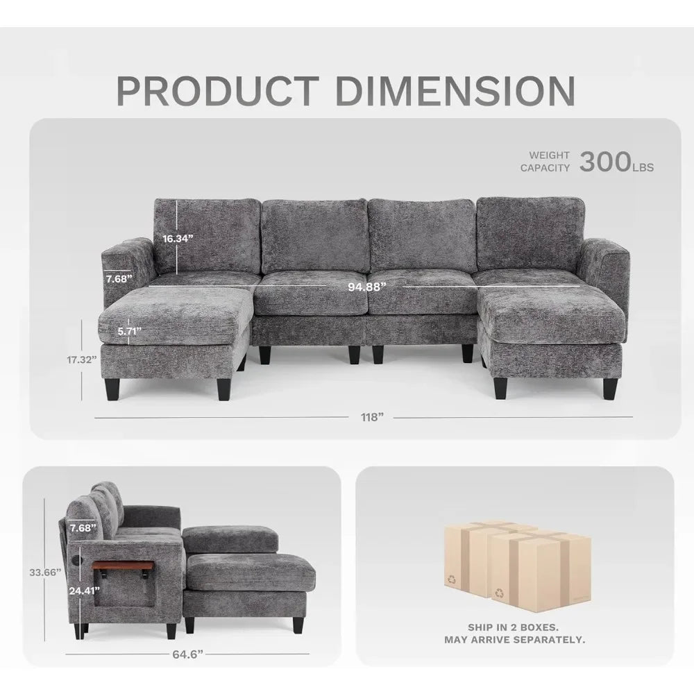 U Shaped Sectional Couches, Ottoman