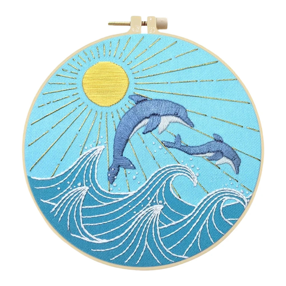 Beginner Embroidery Kit Punch Needle Kit with Hoop Cloth, Color Thread.