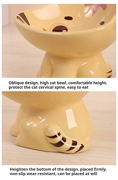 Pets water and food bowl, high neck protection.