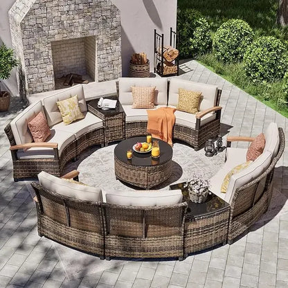 Outdoor Patio Conversation Sectional, Rattan Furniture Set