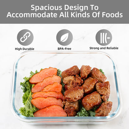 Glass Food Storage Containers Set, Leakproof Airtight BPA-Free