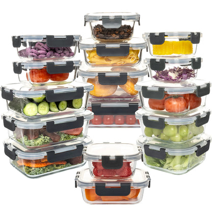 Glass Food Storage Containers Set, Leakproof Airtight BPA-Free