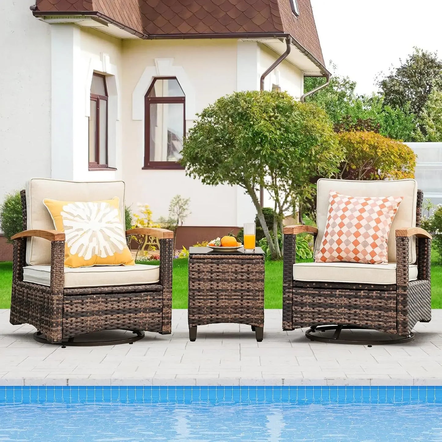 Outdoor Patio Conversation Sectional, Rattan Furniture Set