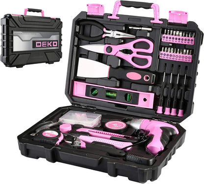 Pink Tool Set, Plastic Storage Case