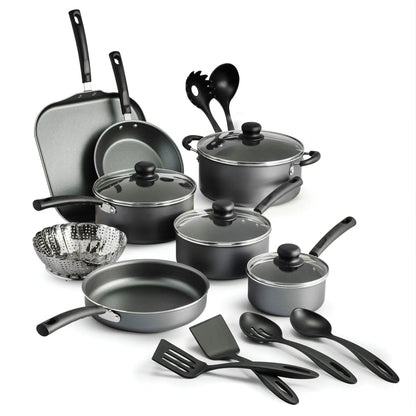 Cookware Nonstick, Stainless-Steel Sets, Red, 18 Piece Set