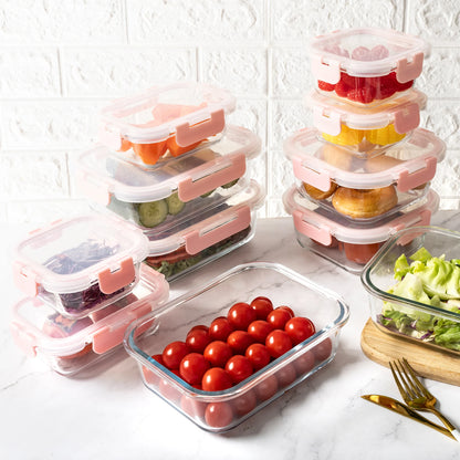 Glass Food Storage Containers Set, Leakproof Airtight BPA-Free