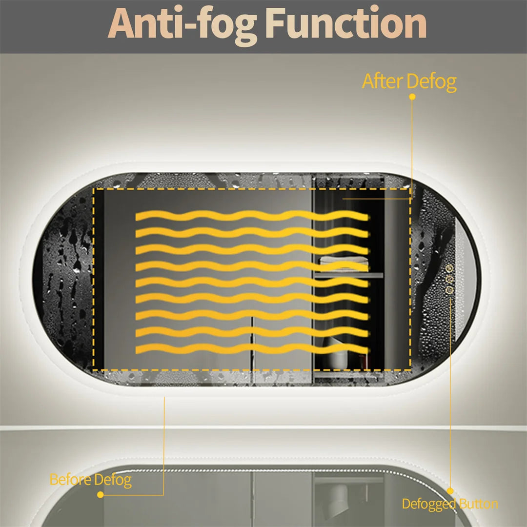 Mirror Backlit, Waterproof Light, Touch Screen, Frameless, Vanity