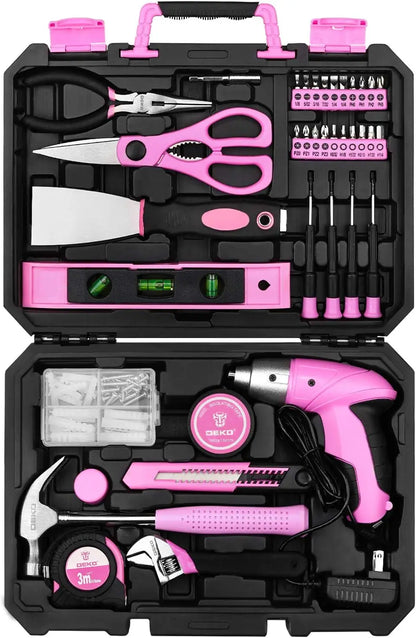 Pink Tool Set, Plastic Storage Case