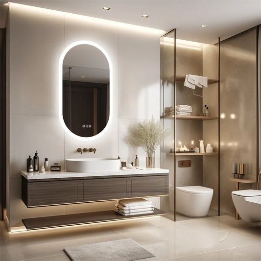 Mirror Backlit, Waterproof Light, Touch Screen, Frameless, Vanity