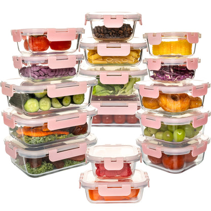 Glass Food Storage Containers Set, Leakproof Airtight BPA-Free