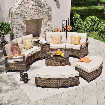 Outdoor Patio Conversation Sectional, Rattan Furniture Set