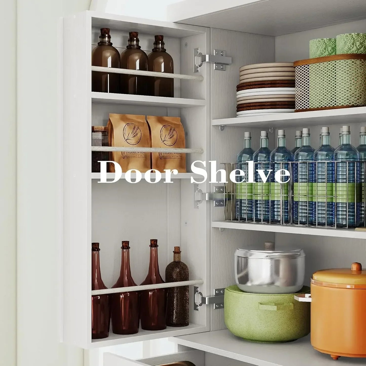 72" Height Pantry Cabinet with Drawer, Sliding Storage Rack