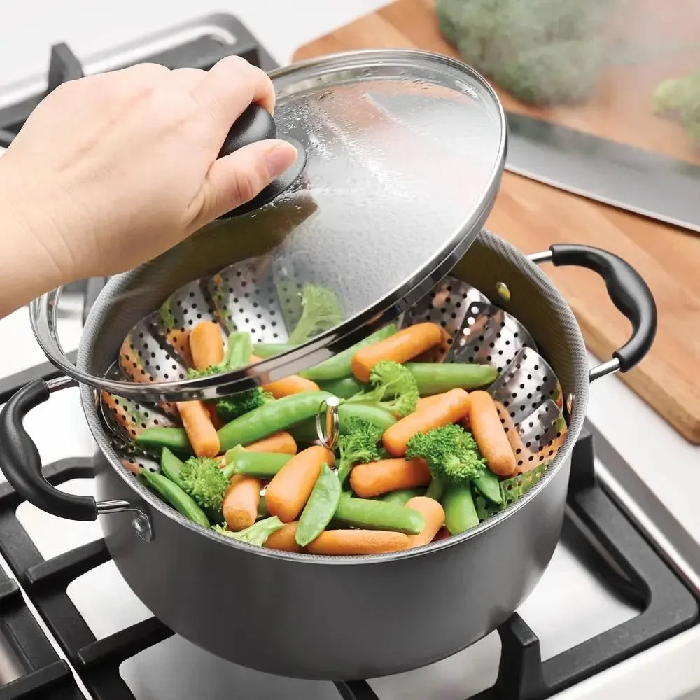 Cookware Nonstick, Stainless-Steel Sets, Red, 18 Piece Set