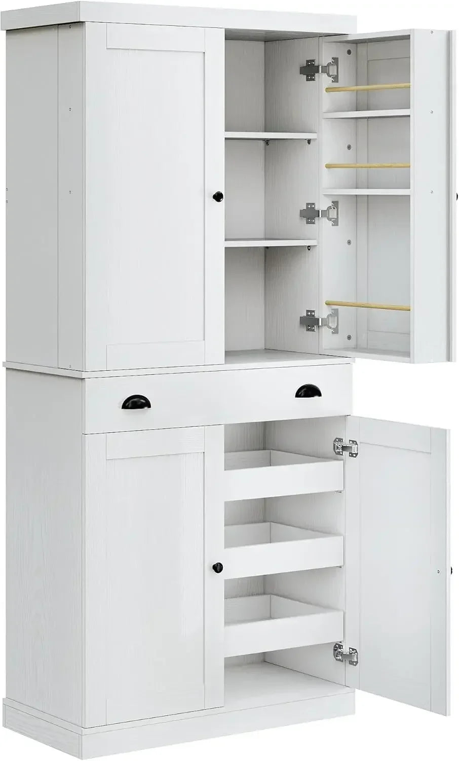 72" Height Pantry Cabinet with Drawer, Sliding Storage Rack