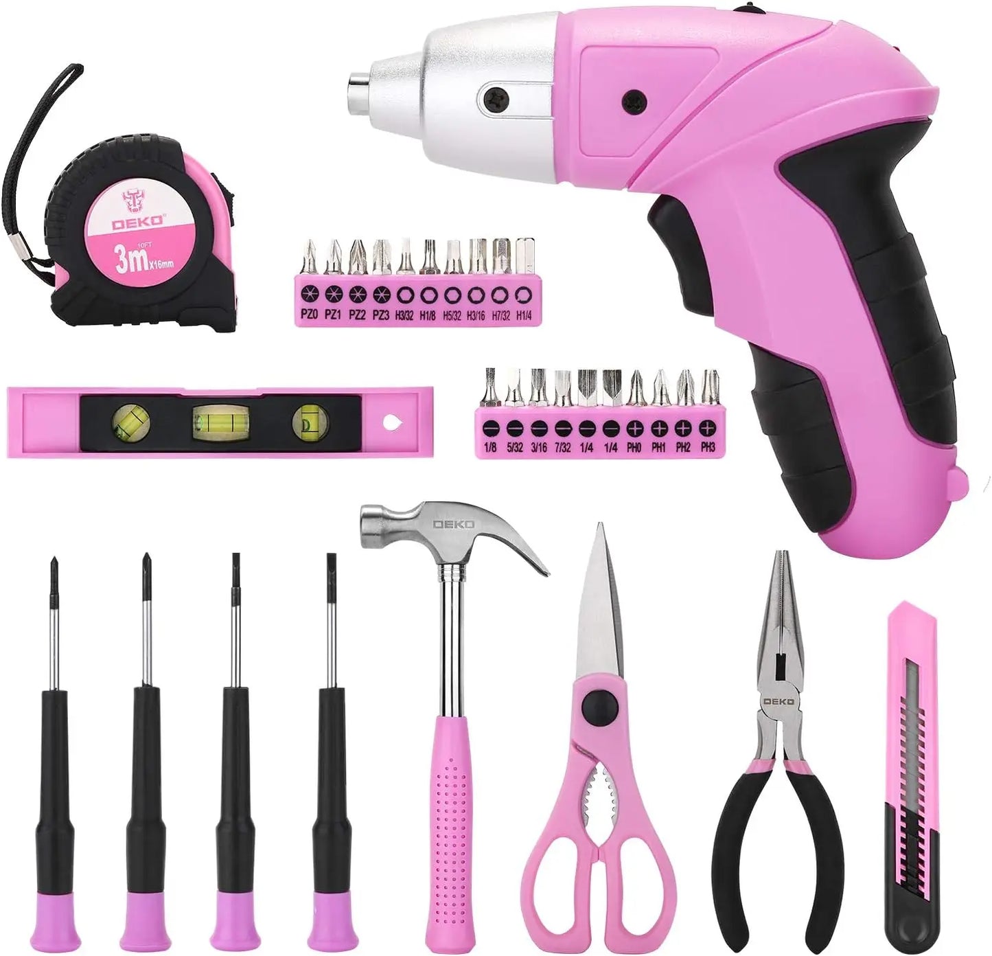 Pink Tool Set, Plastic Storage Case