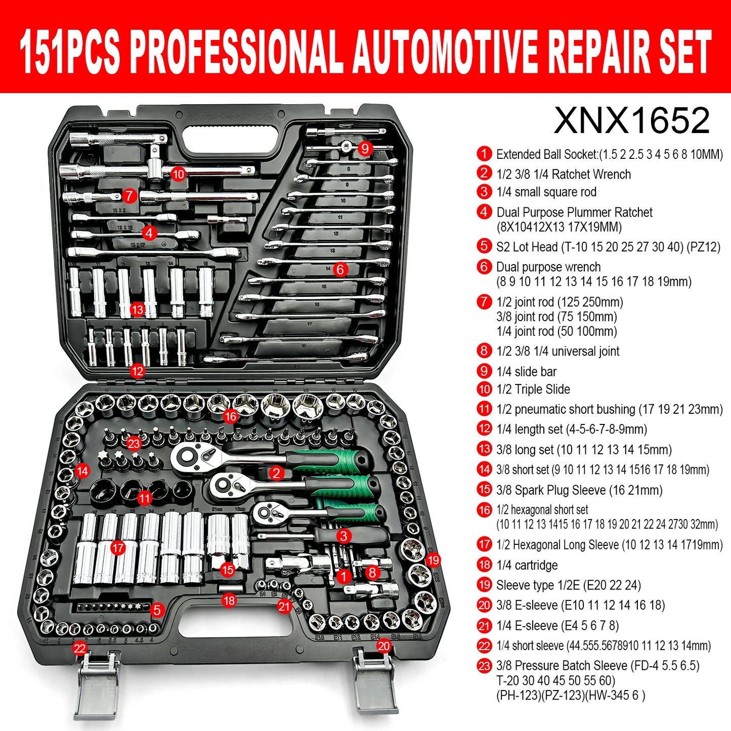 1/2 1/4 3/8 Inch Socket Ratchet Wrench Set,