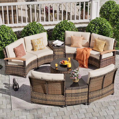 Outdoor Patio Conversation Sectional, Rattan Furniture Set