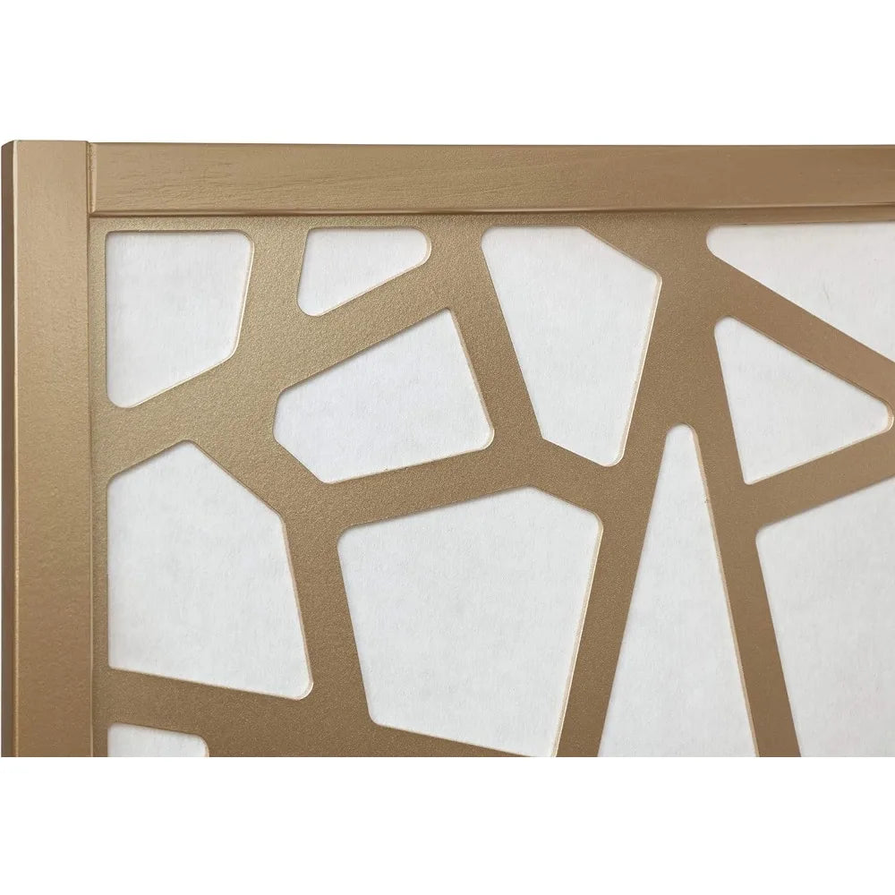 Screen Room Divider with Gold Curtain