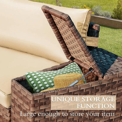 Conversation Sectional Patio Furniture Set, with 2 Storage Armrests