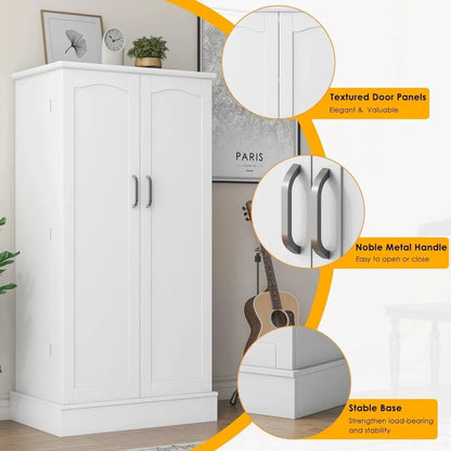 47” Kitchen Pantry Storage Cabinet with Doors Shelves.