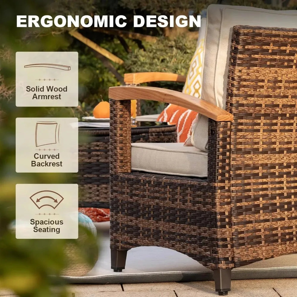 Outdoor Patio Conversation Sectional, Rattan Furniture Set