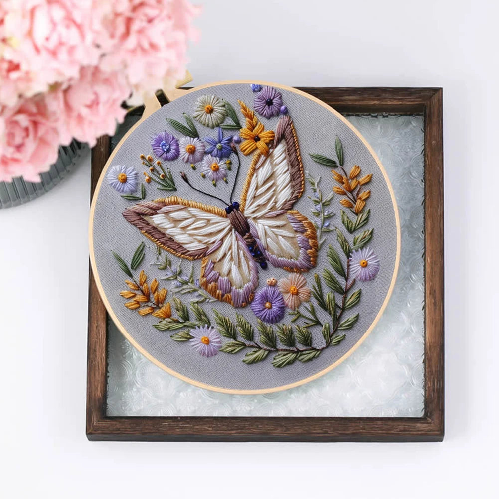 Beginner Embroidery Kit Punch Needle Kit with Hoop Cloth, Color Thread.