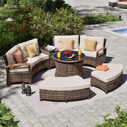 Outdoor Patio Conversation Sectional, Rattan Furniture Set