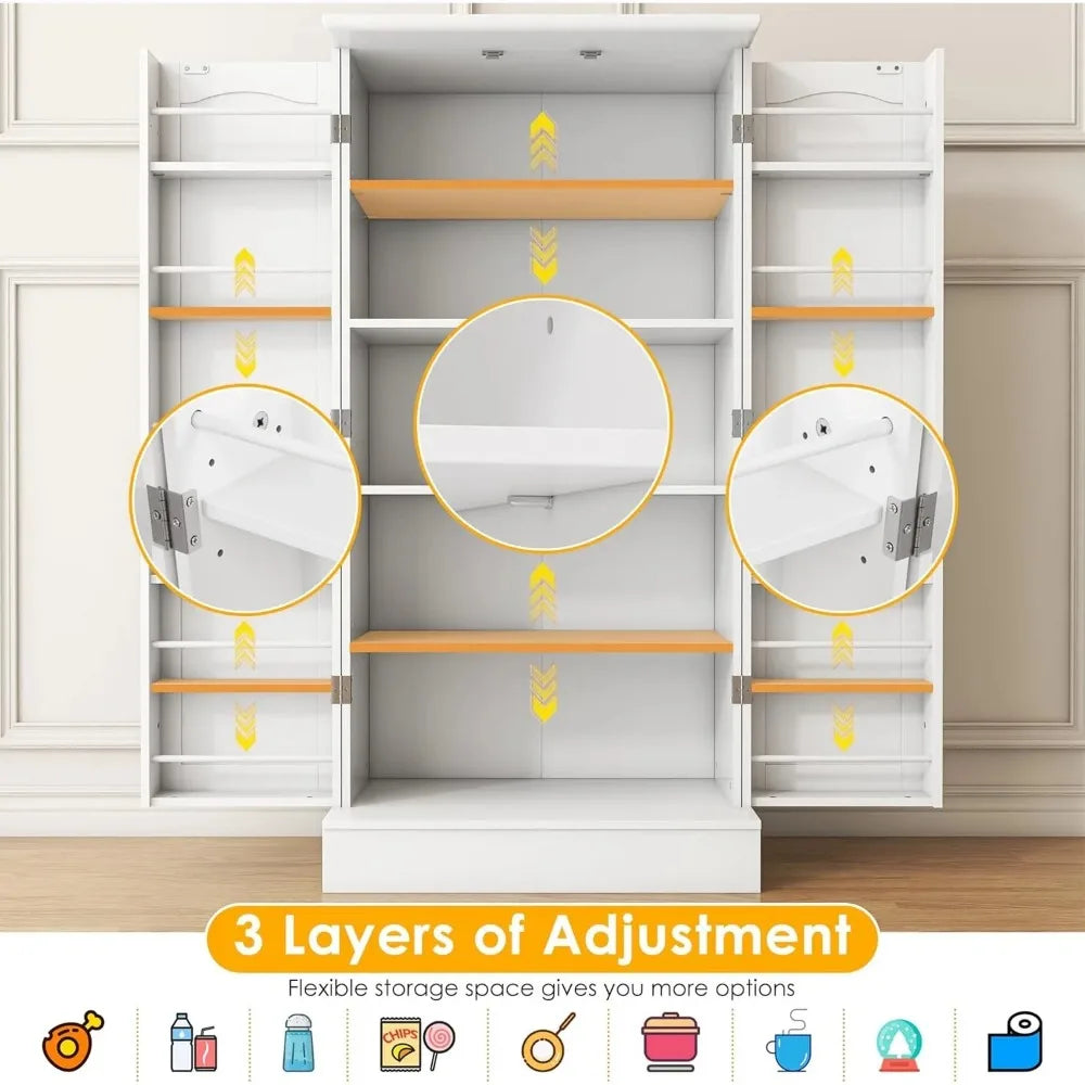 47” Kitchen Pantry Storage Cabinet with Doors Shelves.