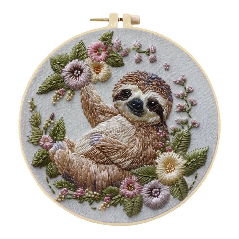 Beginner Embroidery Kit Punch Needle Kit with Hoop Cloth, Color Thread.