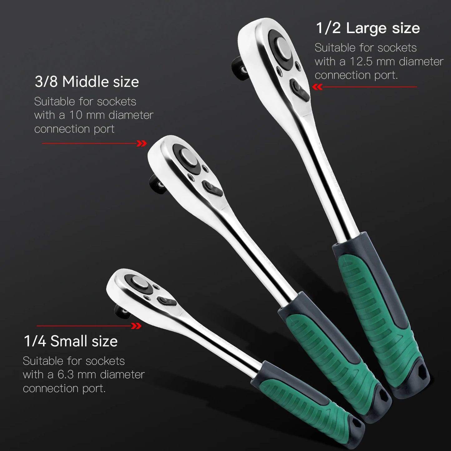 1/2 1/4 3/8 Inch Socket Ratchet Wrench Set,
