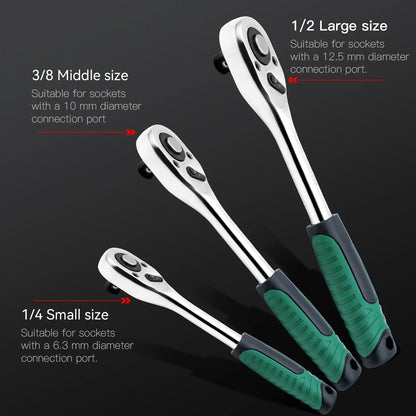1/2 1/4 3/8 Inch Socket Ratchet Wrench Set,