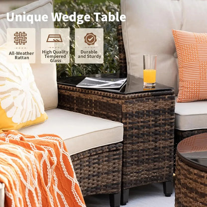 Outdoor Patio Conversation Sectional, Rattan Furniture Set