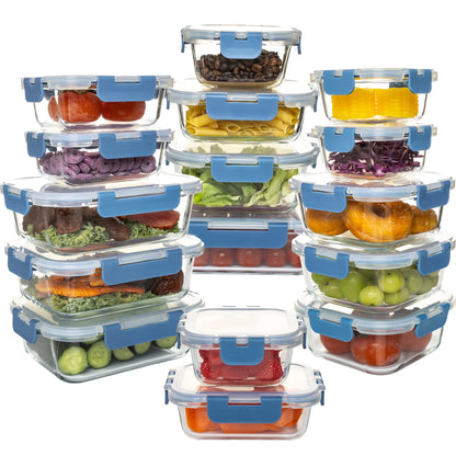 Glass Food Storage Containers Set, Leakproof Airtight BPA-Free