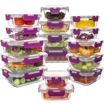 Glass Food Storage Containers Set, Leakproof Airtight BPA-Free