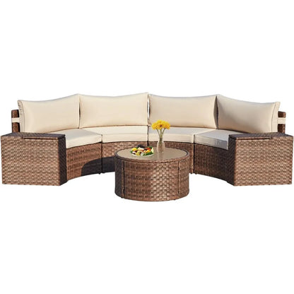 Conversation Sectional Patio Furniture Set, with 2 Storage Armrests